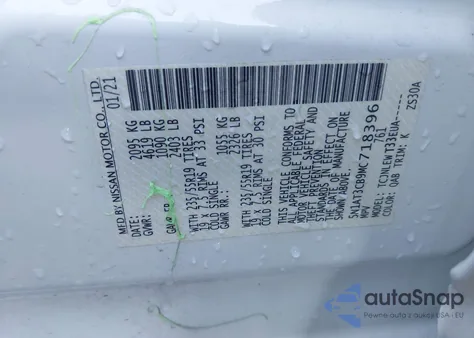 2021 Nissan Rogue Sl Intelligent Awd из США, поврежденный, VIN 5N1AT3CB9MC718396